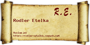 Rodler Etelka névjegykártya